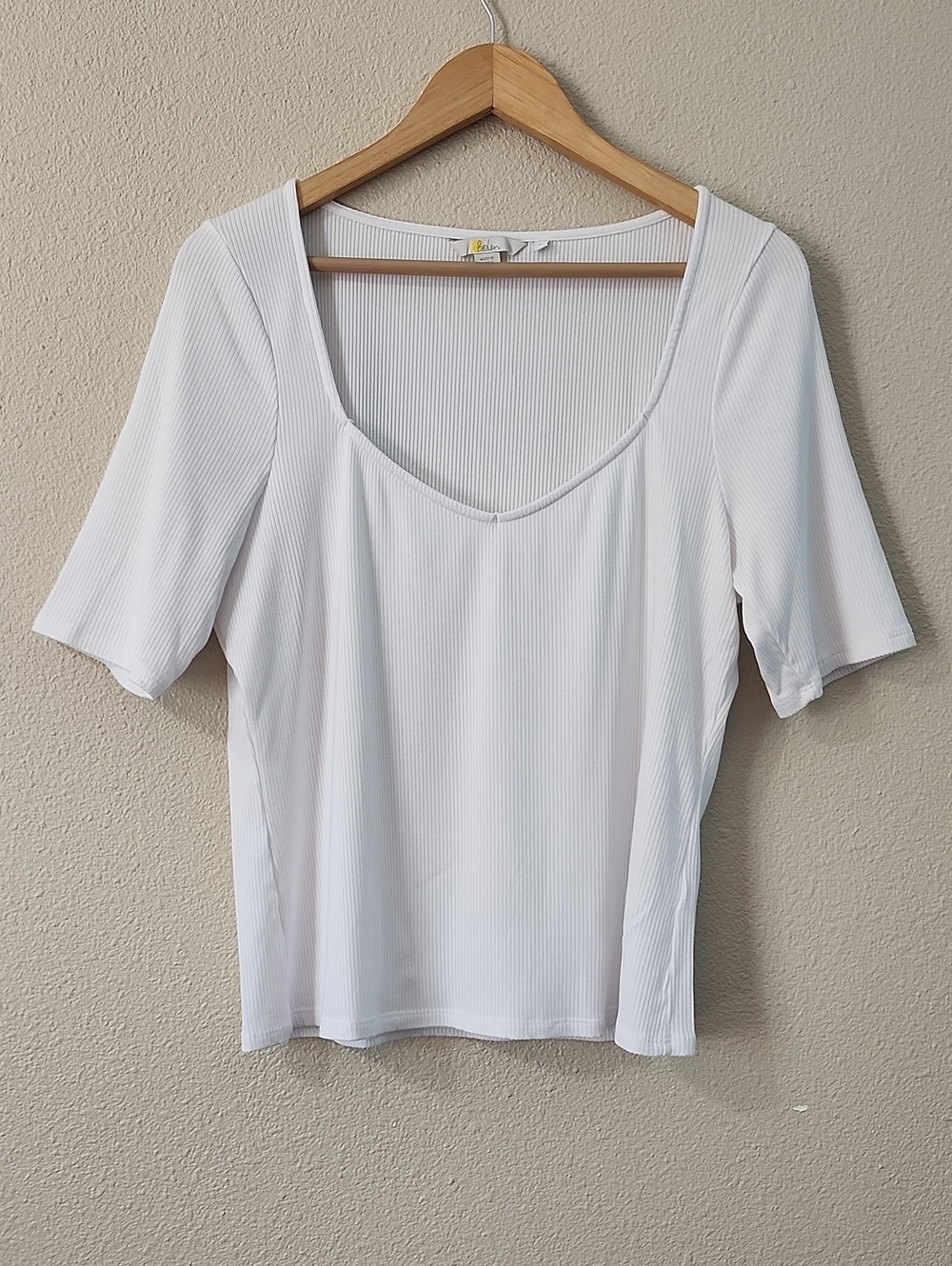 Boden White Soft Ribbed Sweetheart T-shirt